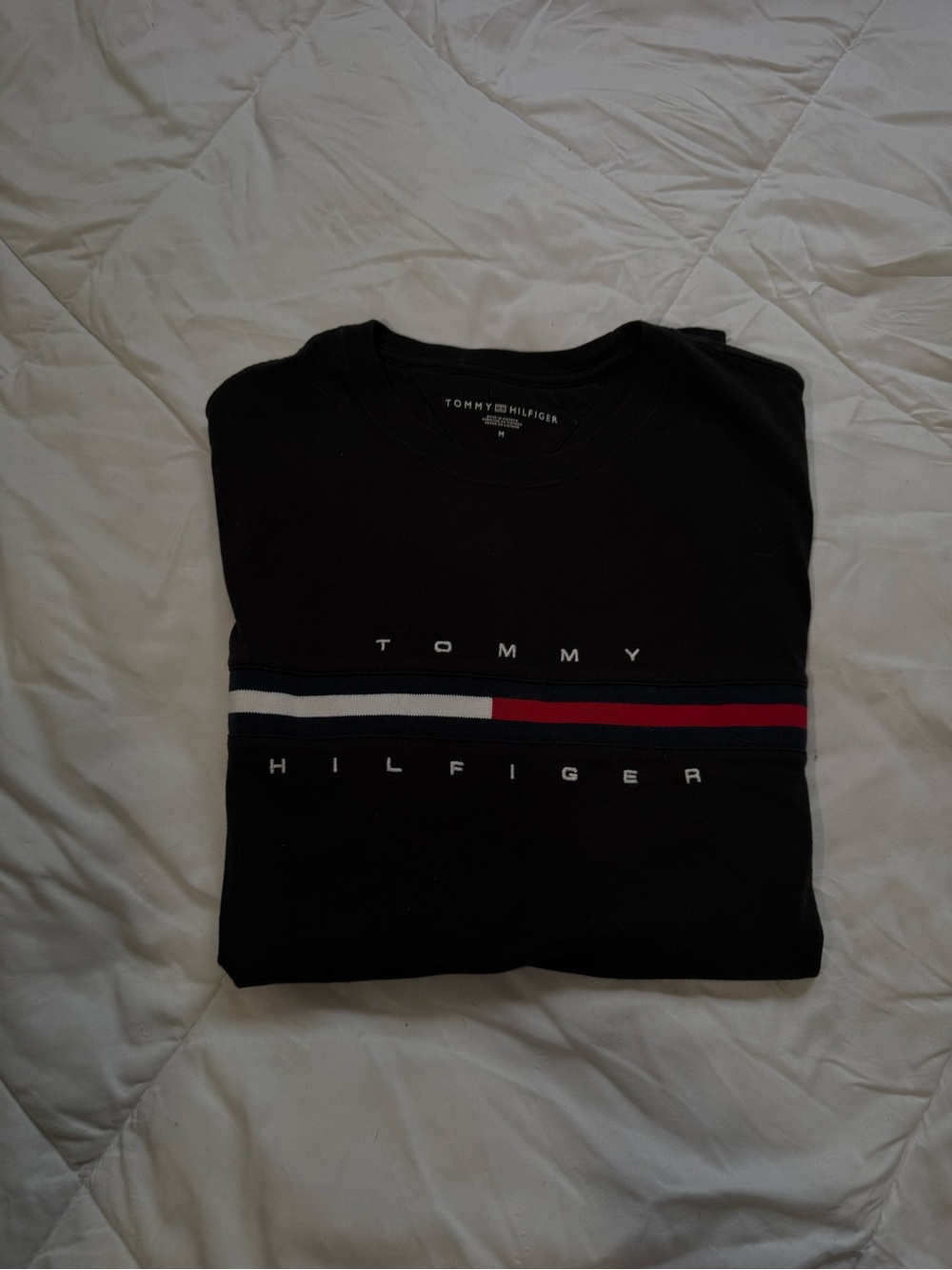 Tommy Hilfiger Black Crewneck Tee with Subtle Logo